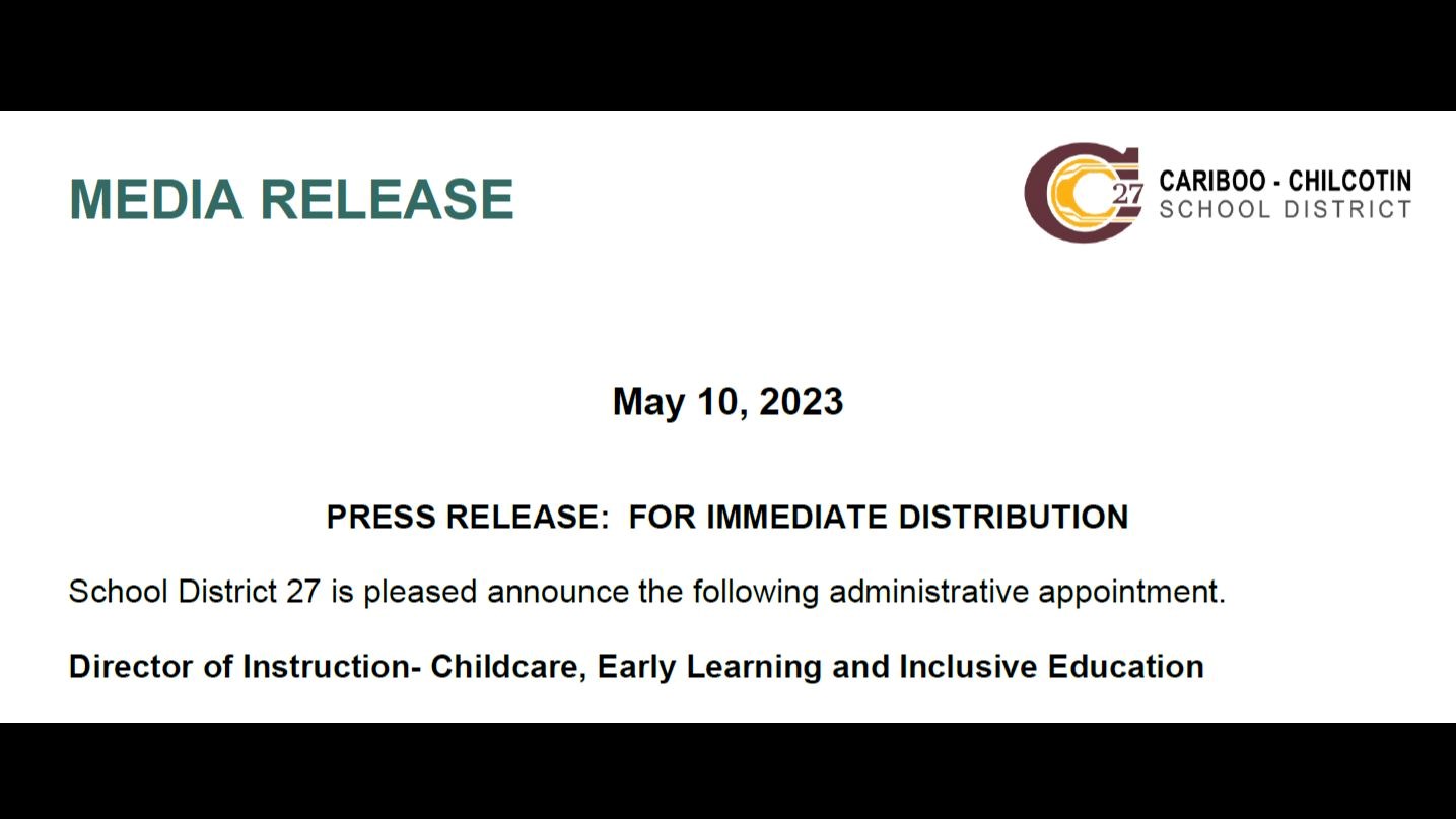 Media Release - Director of Instruction